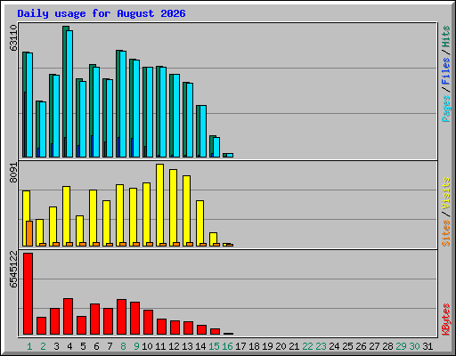 Daily usage for August 2026